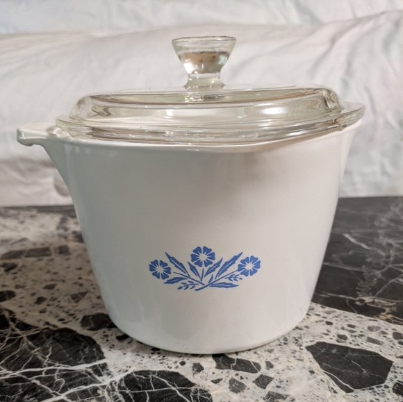 Vintage Corningware 1959 Blue Cornflower 1 Quart Sauce Maker With Glass Lid. - Picture 1 of 8